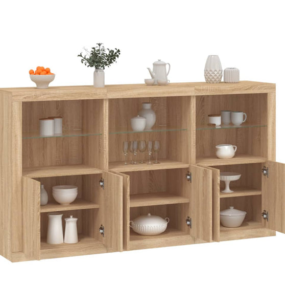 Sideboard mit LED-Leuchten Sonoma-Eiche 181,5x37x100 cm