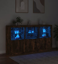 Sideboard mit LED-Leuchten Räuchereiche 181,5x37x100 cm