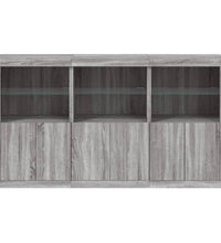 Sideboard mit LED-Leuchten Grau Sonoma 181,5x37x100 cm