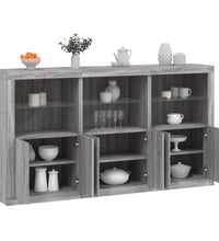 Sideboard mit LED-Leuchten Grau Sonoma 181,5x37x100 cm