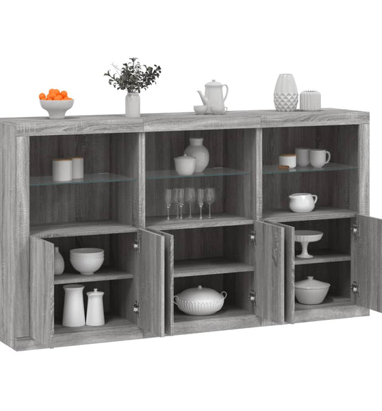 Sideboard mit LED-Leuchten Grau Sonoma 181,5x37x100 cm