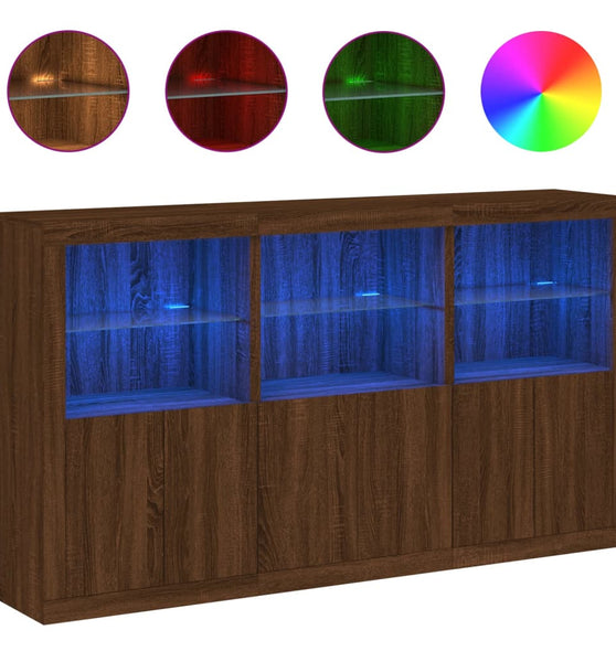 Sideboard mit LED-Leuchten Braun Eichen-Optik 181,5x37x100 cm