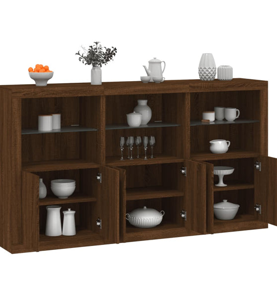 Sideboard mit LED-Leuchten Braun Eichen-Optik 181,5x37x100 cm