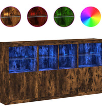 Sideboard mit LED-Leuchten Räuchereiche 202x37x100 cm