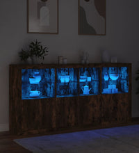 Sideboard mit LED-Leuchten Räuchereiche 202x37x100 cm