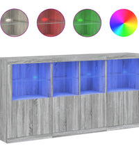 Sideboard mit LED-Leuchten Grau Sonoma 202x37x100 cm