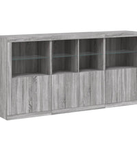 Sideboard mit LED-Leuchten Grau Sonoma 202x37x100 cm