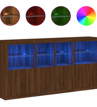 Sideboard mit LED-Leuchten Braun Eichen-Optik 202x37x100 cm