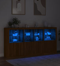 Sideboard mit LED-Leuchten Braun Eichen-Optik 202x37x100 cm