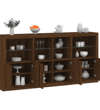 Sideboard mit LED-Leuchten Braun Eichen-Optik 202x37x100 cm