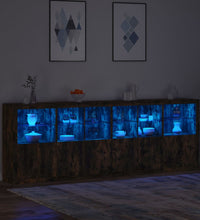 Sideboard mit LED-Leuchten Räuchereiche 283x37x100 cm