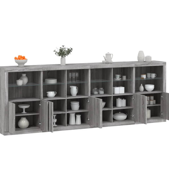 Sideboard mit LED-Leuchten Grau Sonoma 283x37x100 cm