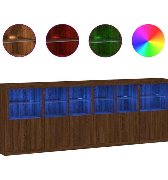 Sideboard mit LED-Leuchten Braun Eichen-Optik 283x37x100 cm