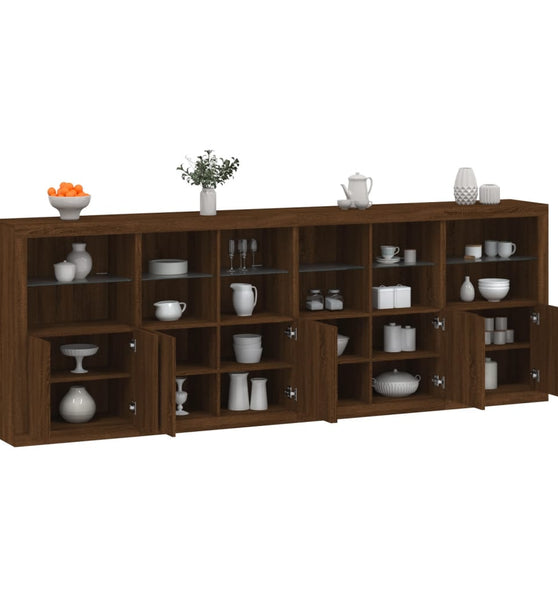 Sideboard mit LED-Leuchten Braun Eichen-Optik 283x37x100 cm