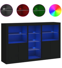 Sideboard mit LED-Leuchten Schwarz 162x37x100 cm