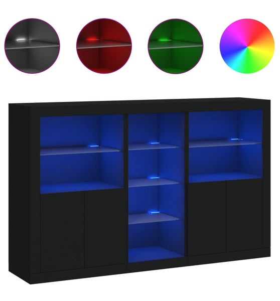 Sideboard mit LED-Leuchten Schwarz 162x37x100 cm