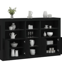 Sideboard mit LED-Leuchten Schwarz 162x37x100 cm