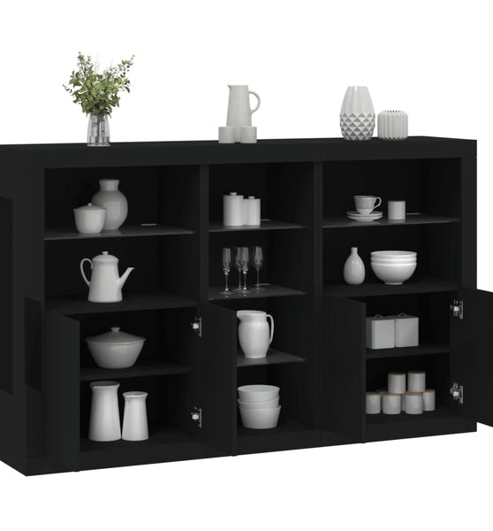 Sideboard mit LED-Leuchten Schwarz 162x37x100 cm