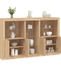 Sideboard mit LED-Leuchten Sonoma-Eiche 162x37x100 cm