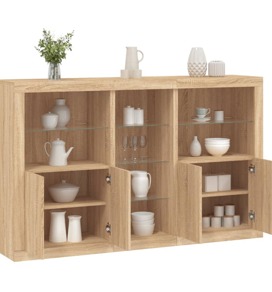 Sideboard mit LED-Leuchten Sonoma-Eiche 162x37x100 cm