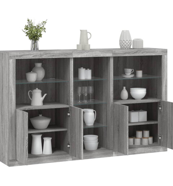 Sideboard mit LED-Leuchten Grau Sonoma 162x37x100 cm