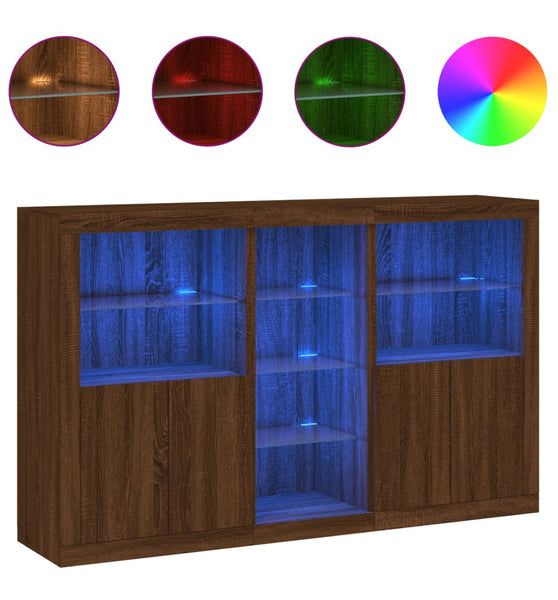 Sideboard mit LED-Leuchten Braun Eichen-Optik 162x37x100 cm