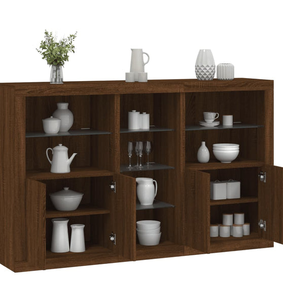 Sideboard mit LED-Leuchten Braun Eichen-Optik 162x37x100 cm