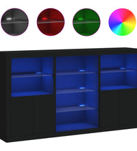 Sideboard mit LED-Leuchten Schwarz 181,5x37x100 cm