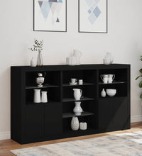 Sideboard mit LED-Leuchten Schwarz 181,5x37x100 cm