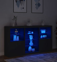 Sideboard mit LED-Leuchten Schwarz 181,5x37x100 cm