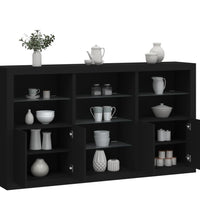 Sideboard mit LED-Leuchten Schwarz 181,5x37x100 cm