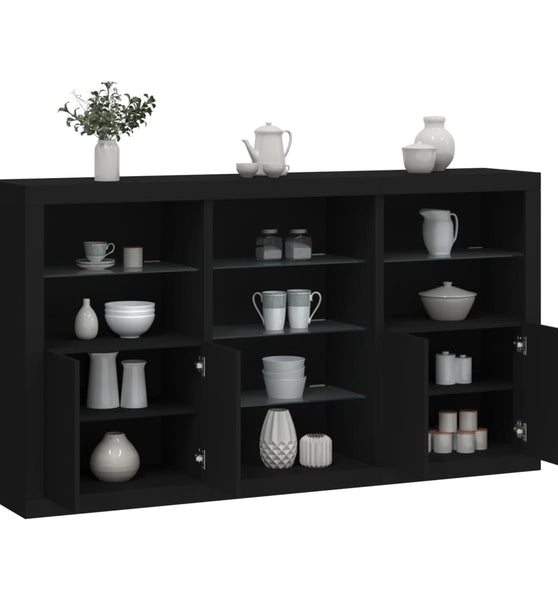 Sideboard mit LED-Leuchten Schwarz 181,5x37x100 cm