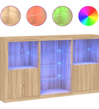 Sideboard mit LED-Leuchten Sonoma-Eiche 181,5x37x100 cm