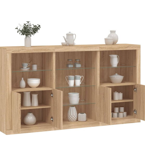 Sideboard mit LED-Leuchten Sonoma-Eiche 181,5x37x100 cm