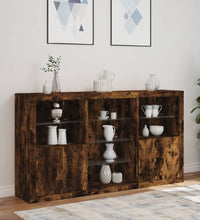 Sideboard mit LED-Leuchten Räuchereiche 181,5x37x100 cm