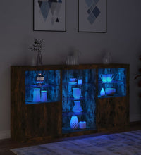 Sideboard mit LED-Leuchten Räuchereiche 181,5x37x100 cm