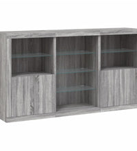 Sideboard mit LED-Leuchten Grau Sonoma 181,5x37x100 cm