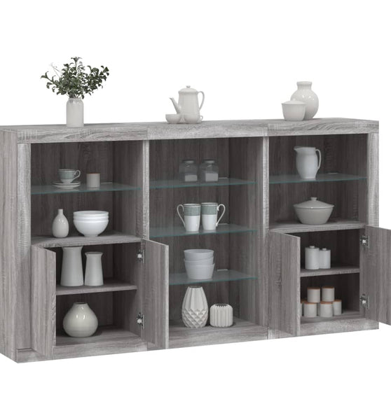 Sideboard mit LED-Leuchten Grau Sonoma 181,5x37x100 cm