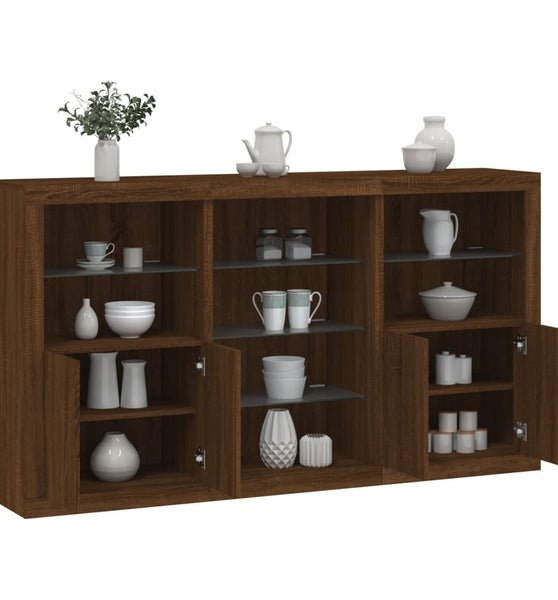 Sideboard mit LED-Leuchten Braun Eichen-Optik 181,5x37x100 cm