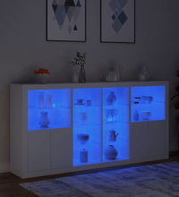 Sideboard mit LED-Leuchten Weiß 202x37x100 cm