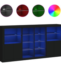 Sideboard mit LED-Leuchten Schwarz 202x37x100 cm