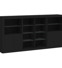 Sideboard mit LED-Leuchten Schwarz 202x37x100 cm