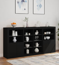 Sideboard mit LED-Leuchten Schwarz 202x37x100 cm