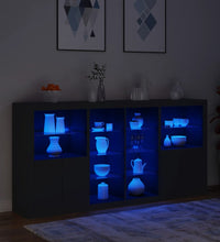 Sideboard mit LED-Leuchten Schwarz 202x37x100 cm