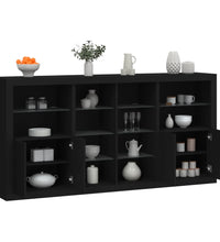 Sideboard mit LED-Leuchten Schwarz 202x37x100 cm