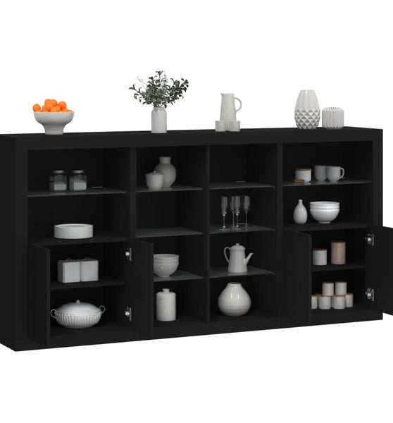 Sideboard mit LED-Leuchten Schwarz 202x37x100 cm