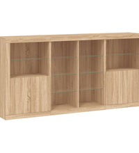 Sideboard mit LED-Leuchten Sonoma-Eiche 202x37x100 cm