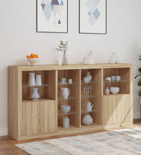 Sideboard mit LED-Leuchten Sonoma-Eiche 202x37x100 cm