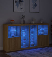 Sideboard mit LED-Leuchten Sonoma-Eiche 202x37x100 cm