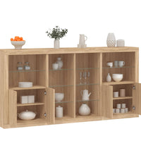 Sideboard mit LED-Leuchten Sonoma-Eiche 202x37x100 cm